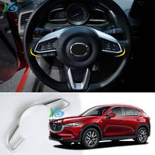 Embellecedor de volante para coche Mazda, cubierta cromada de ABS para decoración de Interior, molduras, accesorios para Mazda CX-5 CX5 CX 5 2017 2018 2019 2024 - compra barato