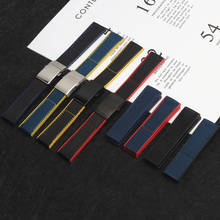 Tecido de náilon pulseiras de relógio com silicone stiching pulseira para breitling cinta para navitimer mundo avenger superocean 22mm ferramentas 2024 - compre barato