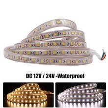 Tira de luces LED de cc 12V 24V 60LEDs/m IP67, cinta de luz Flexible, impermeable, blanco cálido, 1m-15m, 5050 2024 - compra barato