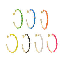 2021 Summer New Colorful Girl Women Jewelry 40mm Big Circle Hoop Neon Enamel Multi Colors Bamboo Shape Hoop Earring 2024 - buy cheap