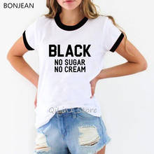 black no sugar no cream print tee shirt femme melanin poppin shirt love afro home black queen gilr t shirt women graphic tees 2024 - buy cheap