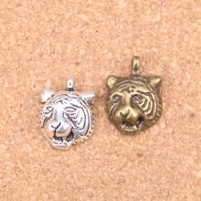 Pingentes antigos para cabeça de tigre, pingentes vintage de prata tibetana, colar com pulseira faça você mesmo, 20 peças 2024 - compre barato