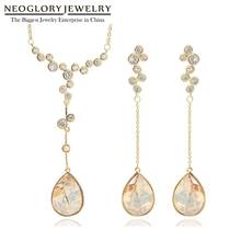Neoglory Elegant Angel's Tear Jewelry Sets For Women Crystals From Swarovski Necklace and Earrings For Valentine's Day Gift 2024 - buy cheap