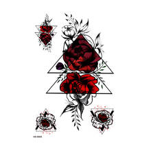 Временная тату-наклейка темно-красной розы, водостойкая, цветы, флэш-тату, временная татуировка, хна, искусственные татуировки для мужчин 2024 - купить недорого