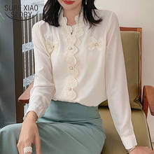 Женские топы и блузки  длинный рукав v-образный вырез шифон корейская модная одежда женская одежда 6688 50 2024 - купить недорого