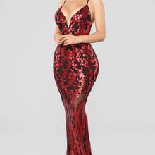 2020 Vew Europe And The United States Women's Wear Condole Belt Perspective Sequins Color Posed Long Backless Dress 2024 - buy cheap