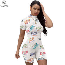 VAZN-monos de tubo de cintura alta para mujer, traje Vintage de manga corta con estampado, suave, para uso diario, 2021 2024 - compra barato