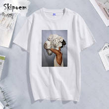 Women T-shirt Cotton Summer Aesthetic Tshirt Flowers White Oversized Women's Short Sleeve T-shirts Fashion Plus Size 90s T Shirt 2024 - buy cheap