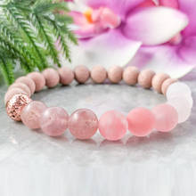 Pulsera de cuentas de cristal Rosa MG1096 para mujer, brazalete de cuentas bohemio de palisandro Natural, pulsera de cristales curativos, Mala 2024 - compra barato