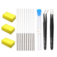 3D Printer Nozzle Cleaning Kit with 10 PCS  0.4MM Cleaning Needles 2 Types Sophisticated Tweezers and 3 Pieces Removal Sponge 2024 - buy cheap