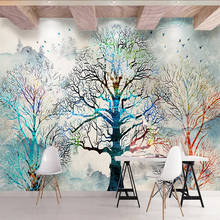 Пользовательские 3D обои современные красочные дерево фрески гостиная ресторан кафе креативное искусство обои ПВХ самоклеющиеся водонепроницаемые 2024 - купить недорого