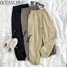 OCEANLOVE Cargo Pants Women Pockets Streetwear Fashion High Waist Ropa Mujer Spring 2020 Solid BF Loose Pantalon Femme 15614 2024 - buy cheap
