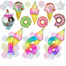 Balão metalizado de sorvete e rosquinha, 40 polegadas, números do arco-íris, para festa de aniversário, doces air globos, decoração, chá de bebê, suprimentos, 8 2024 - compre barato