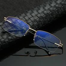 2020 Новые мужские и женские Мультифокальные бифокальные увеличительные очки для чтения с защитой от синего светильника, квадратные очки против усталости 2024 - купить недорого