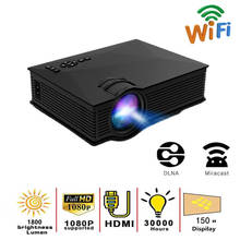 UNIC  Portable LED Projector 80 110 ANSI UC68 UC68H 1800 Lumens Mini Projector Support red and blue 3D  Built-in hi-fi Projector 2024 - buy cheap