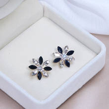 New Fashion Elegant Big Flower Shape Stud Earring For Women Girls Shiny Crystal Wedding Party Earrings Female Jewelry Gifts 2024 - buy cheap