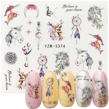 2022 New Designs Colorful Nail Water Decals Slider Dream Catcher Feather Balloon Unicorn Nail Wraps Watermark Tattoo Decor 2024 - buy cheap