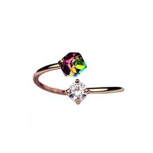 80% Hot Sale Open Ring Adjustable Women Multicolored Cubic Zirconia Jewelry for Engagement 2024 - buy cheap