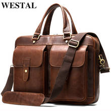 Мужская сумка WESTAL, портфель из натуральной кожи, мужская сумка для ноутбука 15, кожаная офисная сумка для мужчин, портфель для компьютера, мужской портфель 2024 - купить недорого