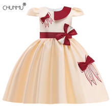 Vestido infantil de renda e laço, vestido bordado para baile de crianças 2024 - compre barato