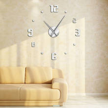 Diy grande relógio de parede design moderno relógios de quartzo relógio de parede grande agulha espelho acrílico diy adesivo 3d adesivos decoração da sua casa 2024 - compre barato