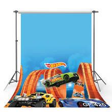 Hot Wheel Backdrop Kids Birthday Photography Banner Golden Game Race Car Photo Background Polyester Vinyl Props 2024 - buy cheap