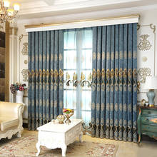 New Luxury Curtains Tulle for Living Room European Blue Chenille Embroidery Velvet Curtains Yarn Bedroom Decorate Panel WP019-3 2024 - buy cheap