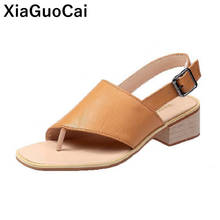 Women Shoes 2020 Summer Newest Woman Sandals Casual Buckle Strap Fashion Ladies Footwear Square Heel Female Sandal Big Size 2024 - buy cheap