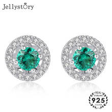 Jellystory Silver 925 Jewellery Stud Earrings with Emerald Gemstones Ear Studs for Women Fashion Earring Wedding Engagement Gift 2024 - buy cheap