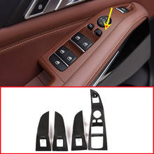 Углеродное волокно стиль ABS хром Кнопка подъема окна автомобиля рамка отделка для BMW X5 G05 X7 G07 2019 левый руль 2024 - купить недорого
