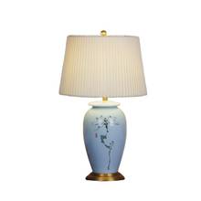 Lámpara de mesa Led E27 de cerámica china para boda, elegante candelabro de mano azul de gama alta, decoración del hogar, sala de estar H 62cm 1627 2024 - compra barato