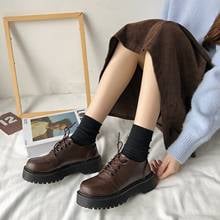 Sapatos de couro pequeno feminino estilo britânico 2020 inverno novo japonês jk uniforme dedo do pé redondo retro selvagem salto grosso sapatos únicos 2024 - compre barato