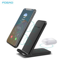 FDGAO 15W 2 in 1 Wireless Charging Dock Station Qi Fast Charger Stand for AirPods Pro iPhone 11 XS XR X 8 Samsung Buds S20 S10 2024 - buy cheap