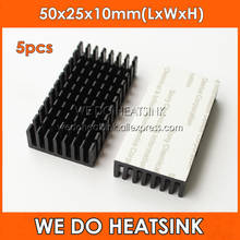 WE DO HEATSINK 5pcs 50x25x10mm Heatsink Aluminum Black Anodize Heat Sink Cooler With Thermal Tapes 2024 - buy cheap