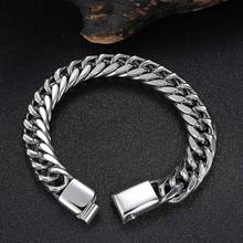 Moda masculino biker jóias 12mm aço inoxidável curb cubana link chain prata cor pulseira para homens punk rock acessórios gl0048 2024 - compre barato