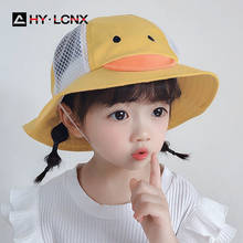 Sombrero de malla de dibujos animados coreanos para niña, sombrero de cubo para bebé, sombrero de pescador, decoración bonita para niño y niño, sombrero para el sol para niña 2024 - compra barato