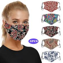 5pcs Fashion Unisex Reusable Washable Flower Print Safe Protection Facemask Halloween Cosplay Face Mask Маска Masque Mascarillas 2024 - buy cheap