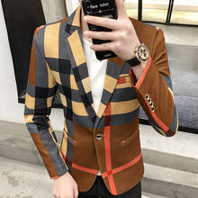 Men's casual suit jacket spring and autumn ins trend British single western hair stylist handsome slim suit at night 2024 - buy cheap