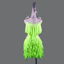 High Grage Latin Dance Dress Women Light green Dance Dress Rhinestone Party Singer Professional Competitive Latin Dresses 2024 - buy cheap