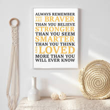 Always Remember You Are Braver Quote Canvas Painting Black White Positive Posters And Prints Nordic Wall Art Pictures For Living 2024 - buy cheap