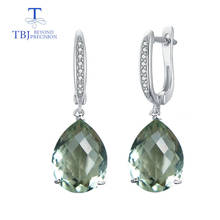 TBJ,big natural  green amethyst 14ct checkerboard cutting gemstone classic fine earring jewelry 925 sterling silver for women 2024 - buy cheap