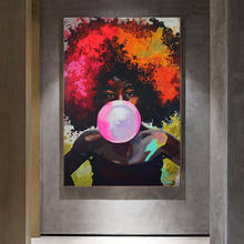 Colorful Graffiti African Woman Posters and Prints Bubble Gum Wall Art Canvas Painting Decorative Picture for Living Room Decor 2024 - buy cheap