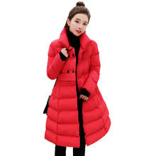 New Down Cotton Coat Female Winter Long Padded Clothing Women Korean Slim Coat Female elegant Parka Warm Jackets Outwear R241 2024 - buy cheap