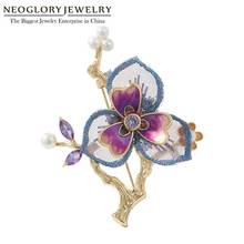 Neoglory Handmade Embroidery Tri-petal Flower Brooches For Women Chinese Classical Style Cloth Accessories Gifts For Mother 2024 - buy cheap