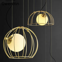 Modern Gold Cage Pendant Lights Glass Ball Led Hanging Lamp for Living Room Kitchen Loft Industrial Home Decor Light Fixtures 2024 - buy cheap