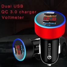 12V/24V Dual Ports QC 3.0 USB Car Fast Charger Cigarette Lighter Digital LED Voltmeter Power Adapter for Mobile Phone Tablet GPS 2024 - buy cheap