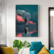 Astronaut Moon Science Fiction Inverted Image Hanging Picture Poster Canvas Print Painting Wall Art Living Room Home Decoration 2024 - buy cheap