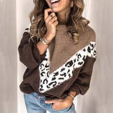 Suéter holgado con estampado de leopardo para mujer, jersey de talla grande, de punto, de alta calidad, Otoño e Invierno 2024 - compra barato