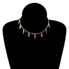 Bohemia Fashion Lightning Shape Gold Silver Color Pendant Necklace for Women Girl Jewelry Boho Classic Statement Choker Necklace 2024 - buy cheap
