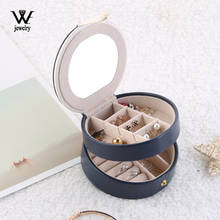 WE Round Leather Jewelry Box Portable Storage Organizer Earring Holder Zipper Women Jewelry Display Travel Cases 2024 - buy cheap